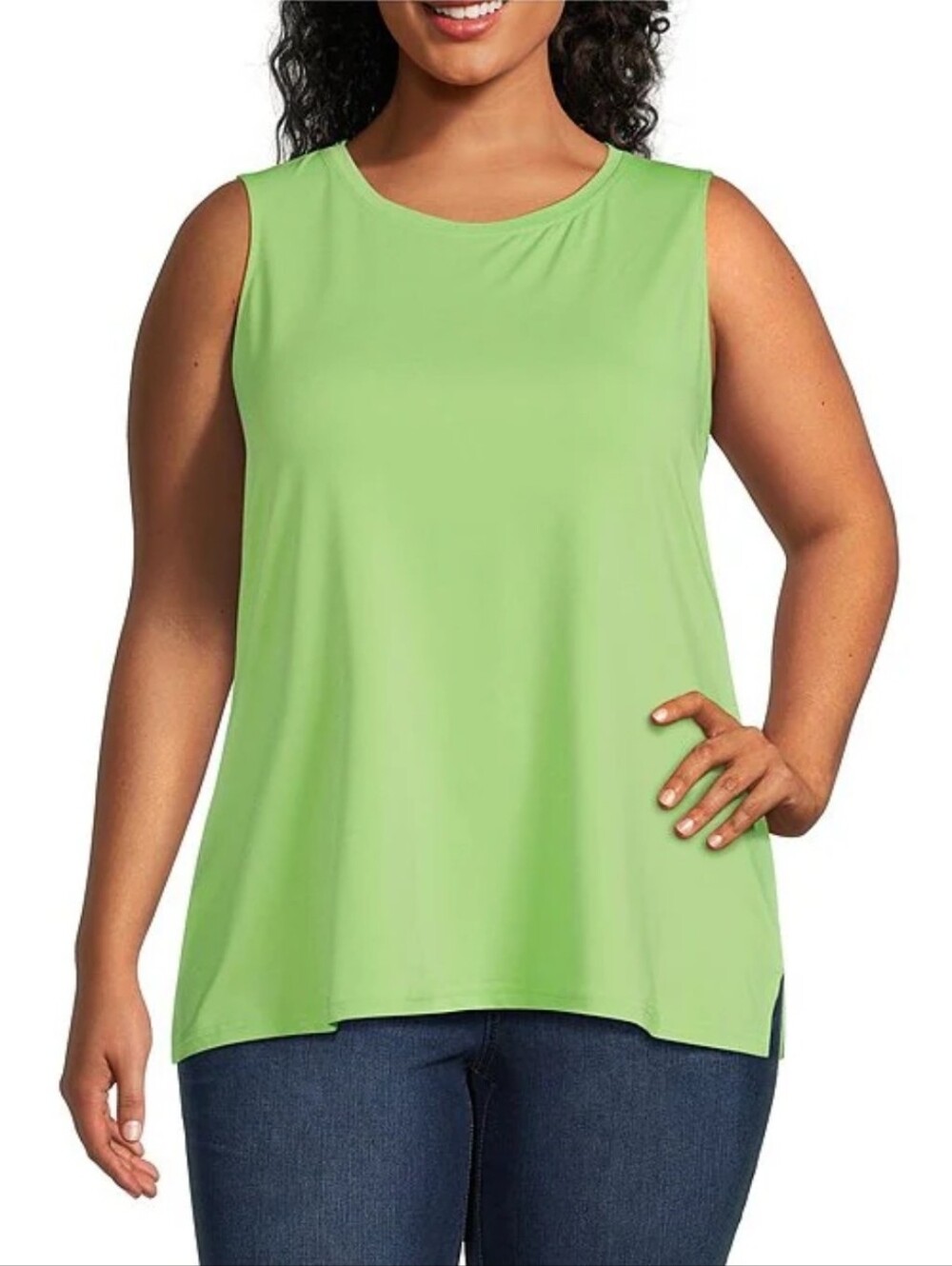 Ali Miles Sleeveless Scoop Tank in Bright Lime